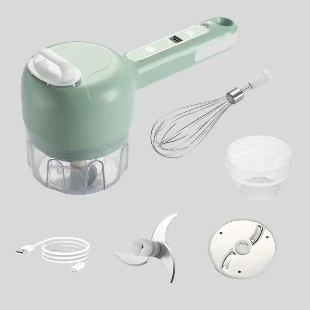 4 In1 Multifunctional Electric Vegetable Cutter Slicer Garlic Mud Masher Chopper Cutting Pressing Mixer Food Slice Usb Charging