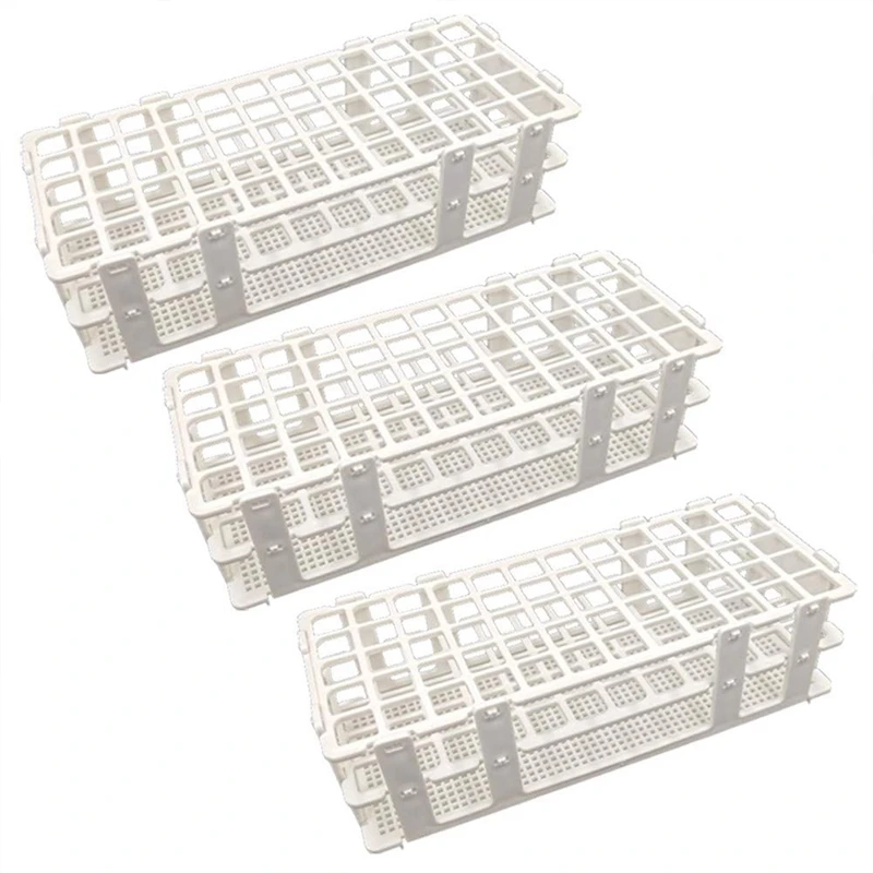3 Pcs Plastic Test Tube Holders, 60 Holes, For 16 Mm Test Tubes, White, Detachable Lab Tube Rack Holder (60 Holes)