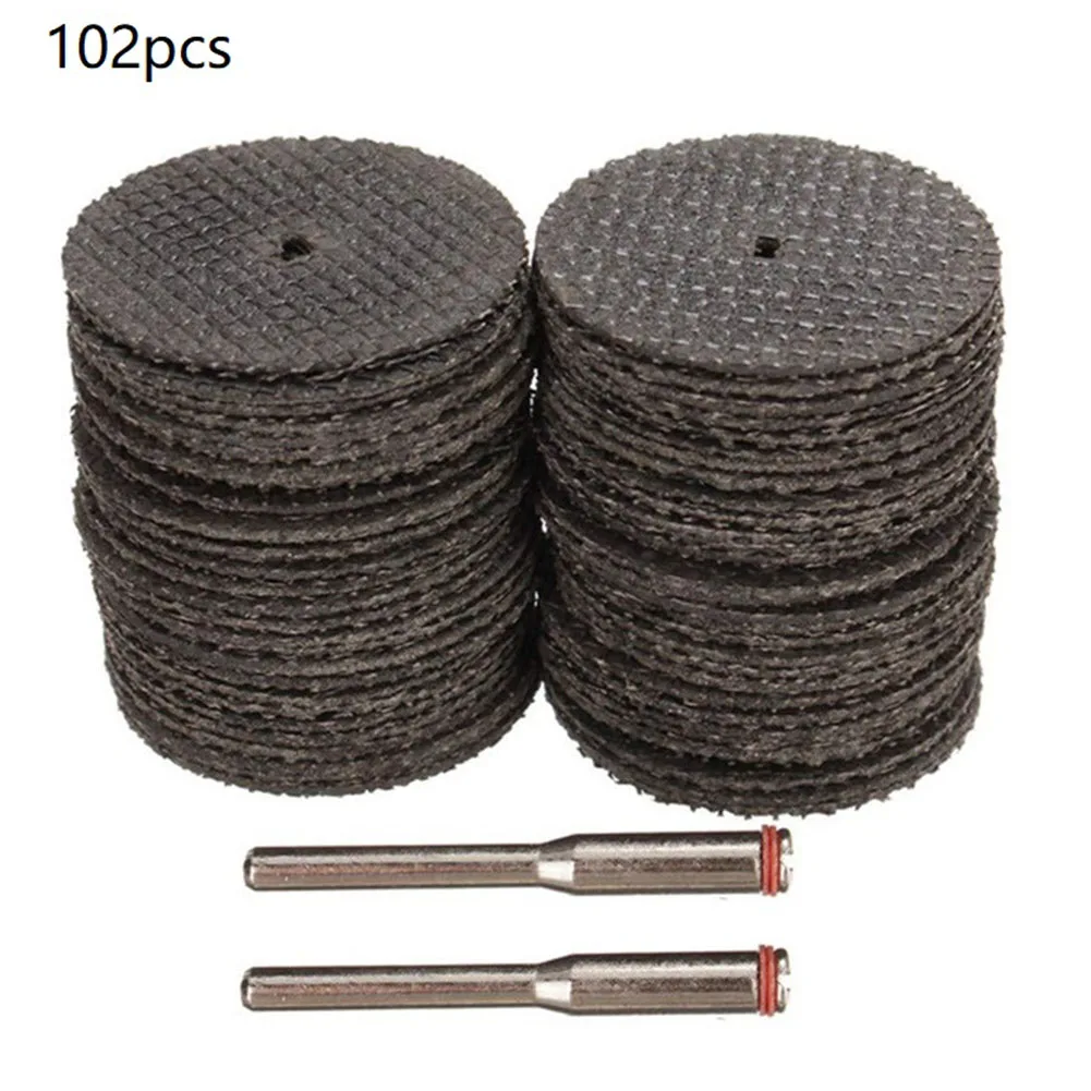 100pcs 32mm Resin Cutting Discs With 2pcs Mandrels Grinding Wheels Circular Saw Blade For Metal Cutting Rotary Tool Accesories