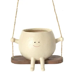 Smiling Face Wall Planter - Creative Resin Hanging Flower Pot Decor (Multi)