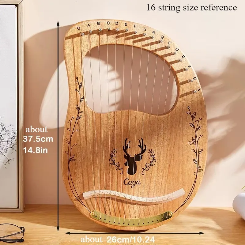 16/19/21 Strings Lyre Harp Mahogany Wood Harp Piano Stringed Musical Instrument With Tuning Wrench Spare Strings