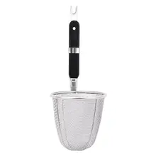 

Stainless Steel Strainer Basket Wire Mesh Food Skimmer Kitchen Sieve for Pasta Dumpling Noodle (Black Handle)