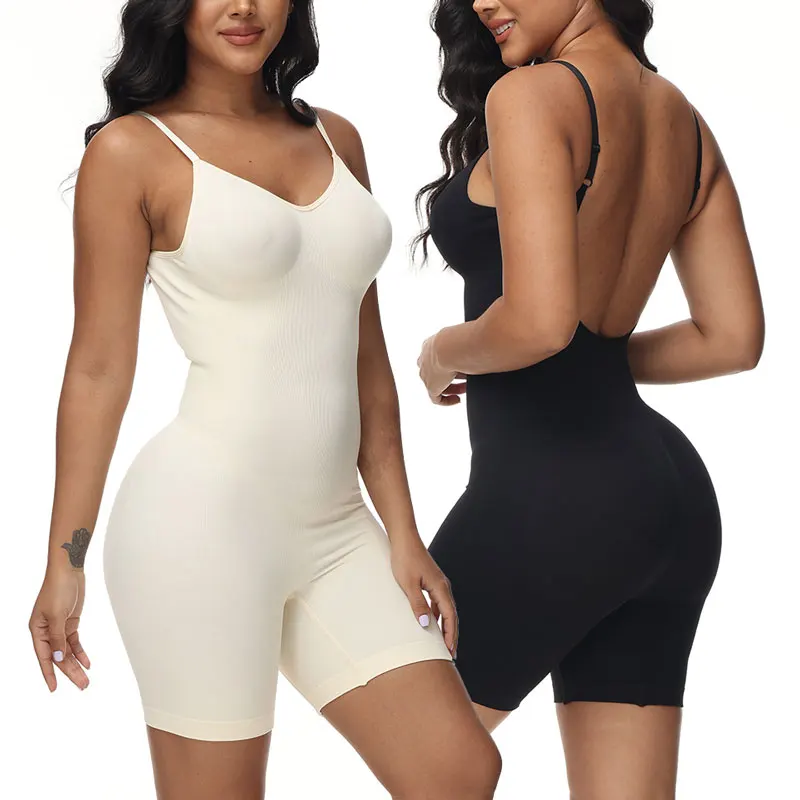 Backless Bodysuit for Women Tight Camisole Top Seamless Tummy Control Shapewear Sleeveless Compression Body Shaper Hip Enhancer