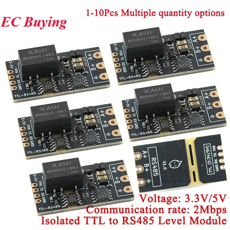 10 Stück/1 Stück isoliertes TTL-zu-RS485-Pegelplatinenmodul, seriell, automatisch, umgekehrt, hohe Geschwindigkeit, 2 Mbit/s, H