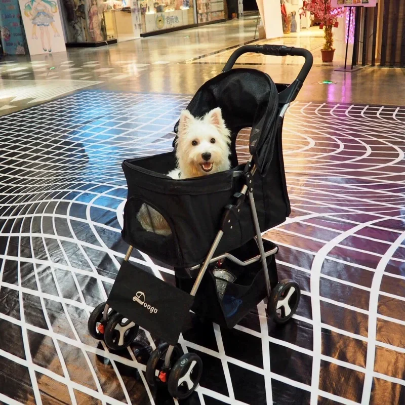 Outdoor Dog Cart Foldable Cat Stroller High-intensity 4-wheels Pet Carrier Convenient Pet Transport Comfortable Stroller