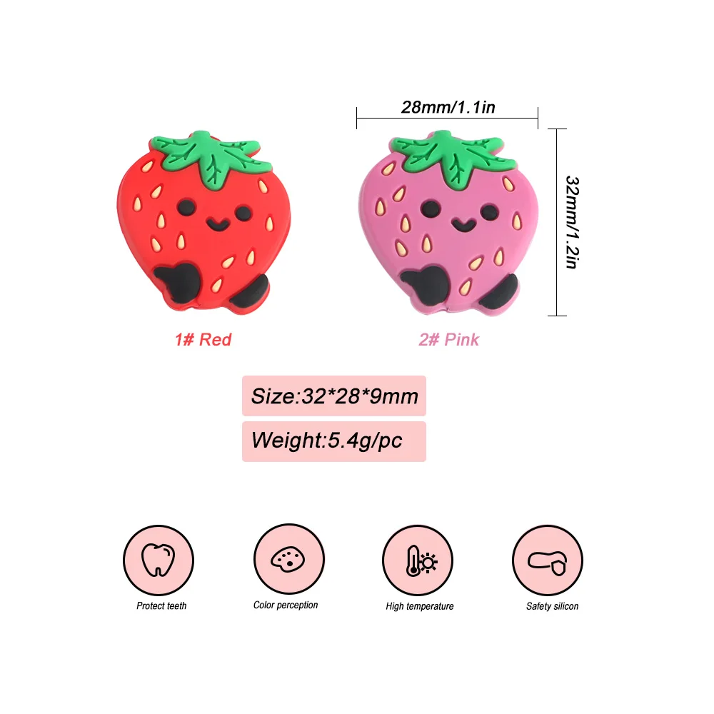 5/10pcs 실리콘 구슬 딸기 수박 파인애플 과일 초점 구슬 DIY 젖꼭지 체인 팔찌 보석 만들기위한
