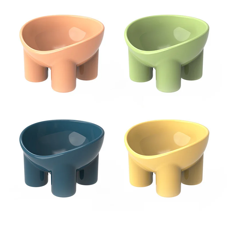 

Pet Supplies Multi color Elephant Leg Neck Protection Bowl Cat Food Bowl Cat Bowl Anti overturning Pet Bowl PP Material Food Set