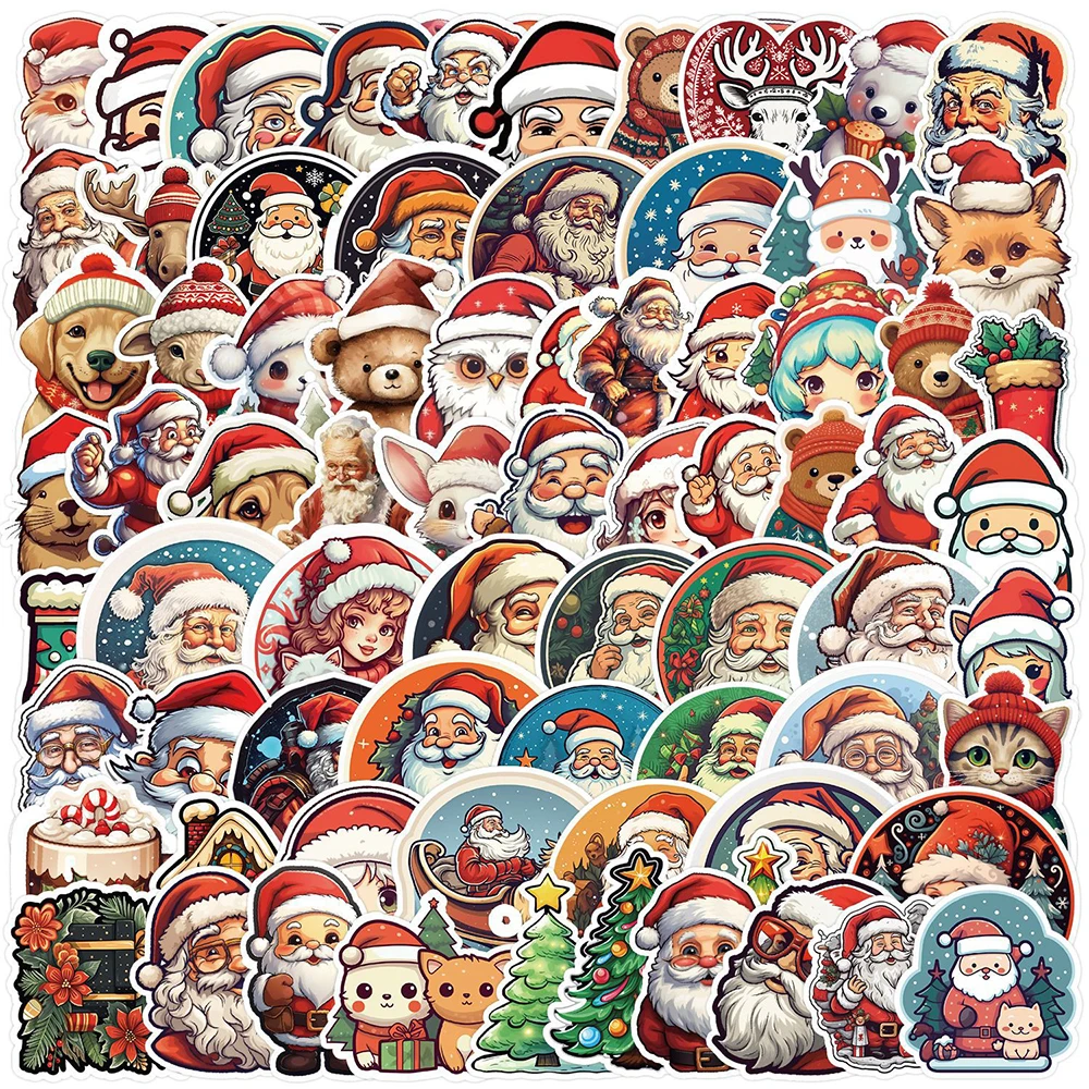 10/30/50/100pcs Vintage Cartoon Cute Santa Claus Christmas Graffiti Stickers Aesthetic DIY Laptop Guitar Stationery Retro Decals