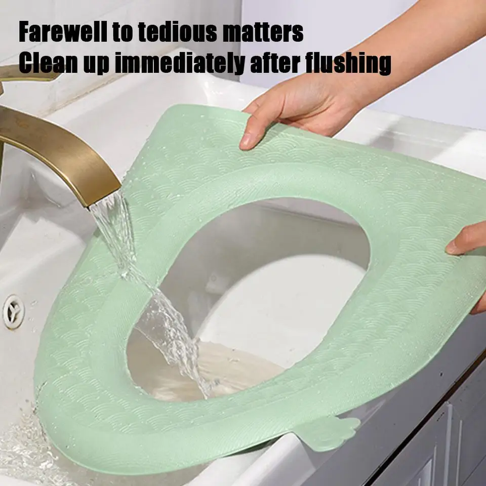 Toilet Seat Cover Soft Waterproof EVA Toilet Cushion Sticker Winter Warm Bathroom Close Stool Protector Bathroom Accessories - AliExpress 13