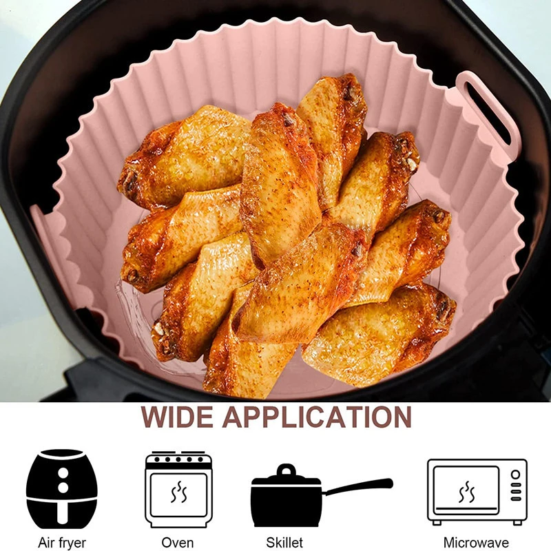 

16.5cm Air Fryer Reusable Pot Silicone Oven Baking Tray Round Liner Easy Clean Pizza Plate Grill Pan Mat Air Fryer Accessories