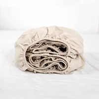 Simple&Opulence Linen Fitted Sheet (1 Piece) - 14 Inch Deep Pocket Mattress Cover Natural Flax Cotton Soft Breathable  Bedding 1