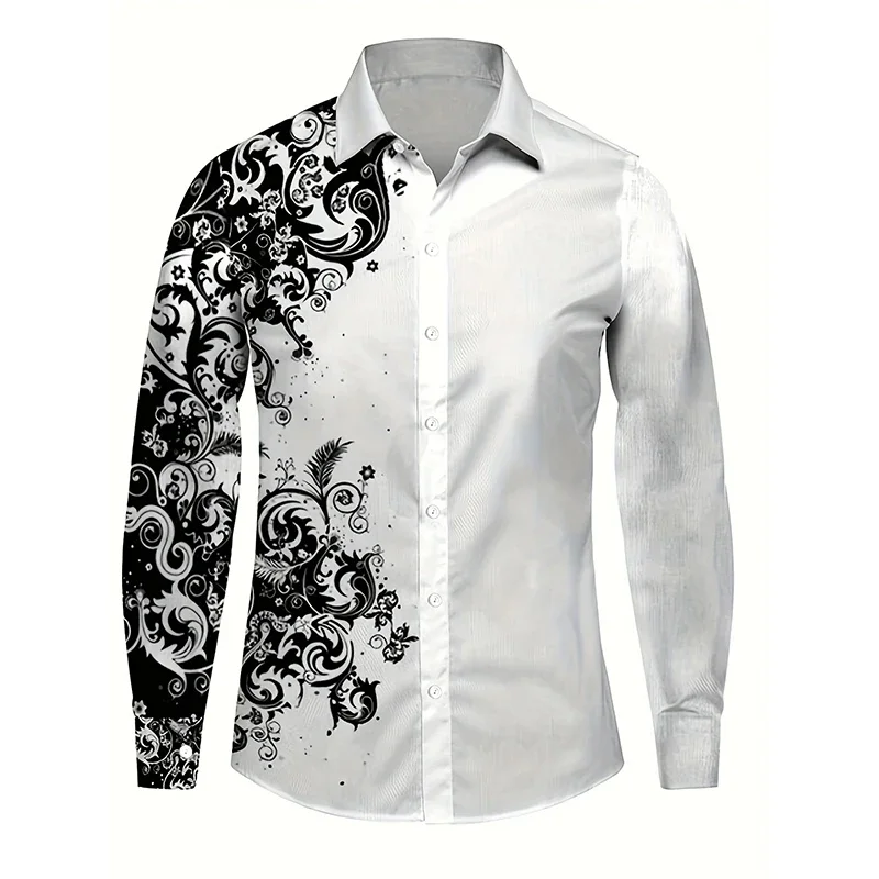 

Men's Digital Print 3D Long Sleeve Casual Shirt, Fashion Shirt, Spring, Summer, 2024