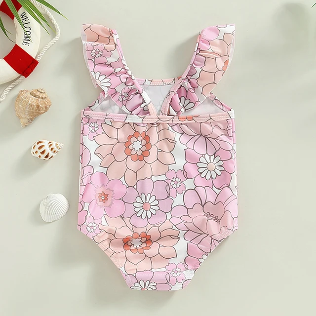 Printed Swimsuit with Ruffle, for Girls - sweet pink, Girls