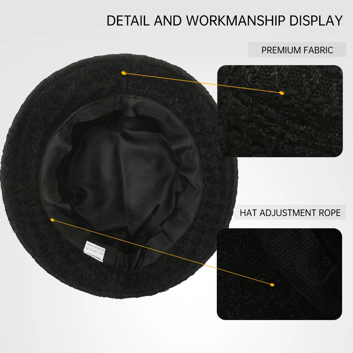 Chic Tweed Pearl Bucket Hat for Women, Autumn and Winter Korean and Japanese Style, Woolen Hat for Shopping, Cold Protection, Fashionable Outing