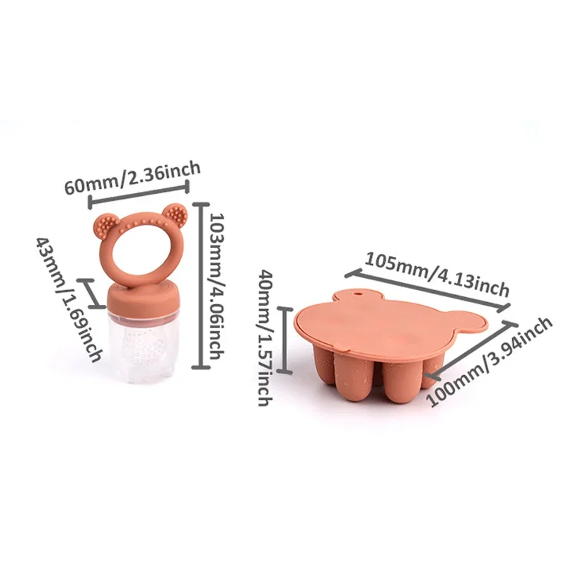 Animal Design Bear Set Fruit Feeder Breast Milk Freezer Tray Food Soup Silicone Freezer Tray Silicone Popsicle Mold silicone fruit feeder silicone ice tray