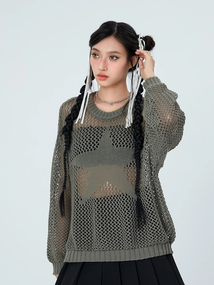 

Women s Boho Lace Crochet Knit Crop Top Beach Cover Up Y2K Sheer Long Sleeve Bikini Pullover Sweater