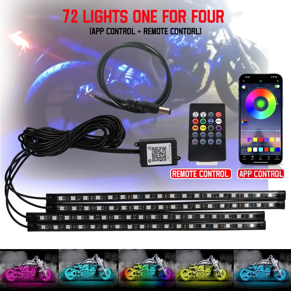 ตัวเลือกสินค้า ไฟ LED ยืดหยุ่น RGB ตกแต่งรถจักรยานยนต์ 12V