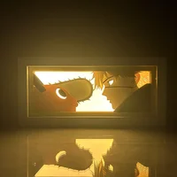 Paper Cut Shadow Box Chainsaw Man Denji X Pochita Led Light Box for Room Decor Lightbox Kid Birthday Gift Anime Table Lamp Power 2