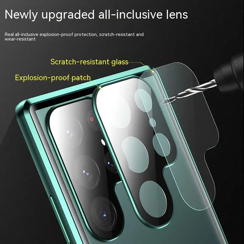 For Samsung Galaxy S23 S22 S21 S24 Ultra Case 360° full surround metal Magnetic with screen glass Camera protection cover