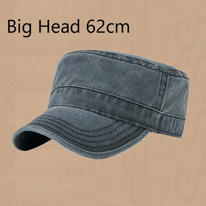2023 Cotton Big Head Military Hats Man Retro Flat Hat Male Female