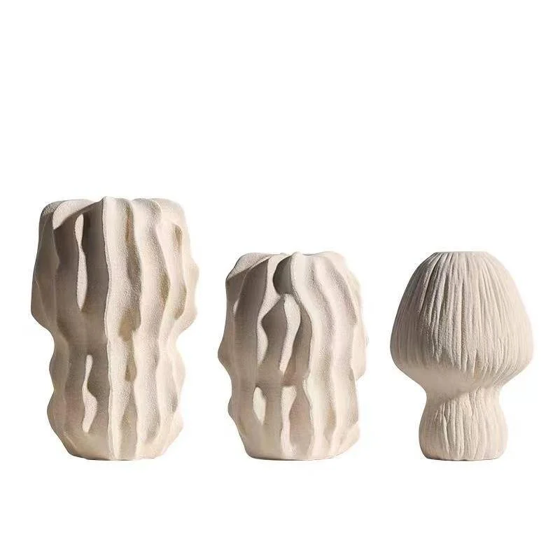 

Fashion and luxuryNordic Silent Style Cream Ceramic Vase Home Decoration Ornaments Dried Flowers Flower Arrangement Model