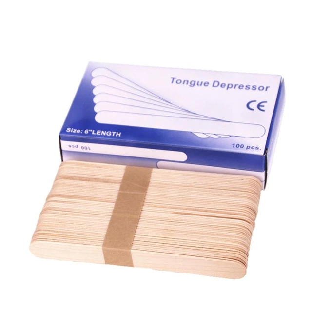 100Pcs/Set Wooden Tongue Depressor Sticks Waxing Wax Spatula Disposable  Bamboo Sticks Safety Stick Tongue Beauty