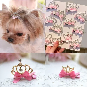 Pet Crown Bow Hair Clips 1