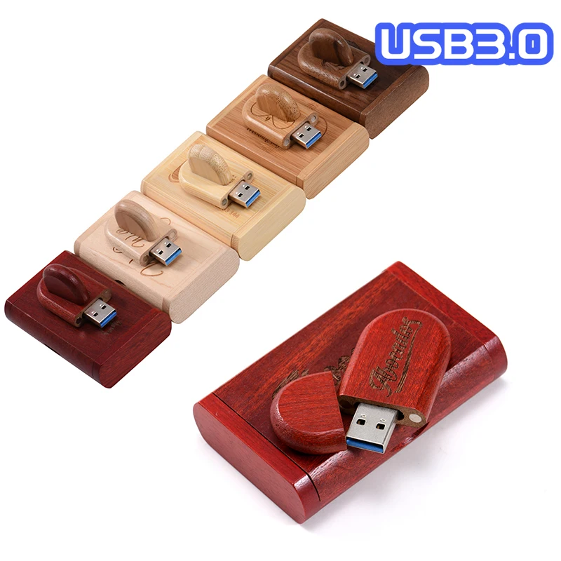 High Speed USB 3.0 Flash Drives Real Capacity Wooden Free Logo Pen Drive Wedding Custom Memory Stick 64GB/32GB/16GB/8GB U Disk