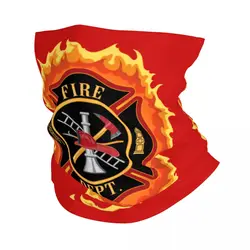Firefighter Cross With Flames Bandana Neck Gaiter Windproof Face Scarf Cover Fire Rescue Fireman Headwear Tube Balaclava