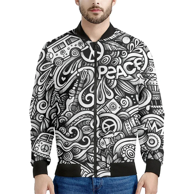 Chaquetas con estampado 3D de olas del océano vintage, ropa para hombre, sudadera holgada de primavera, chaqueta bomber informal con cremallera, ropa de calle, abrigo