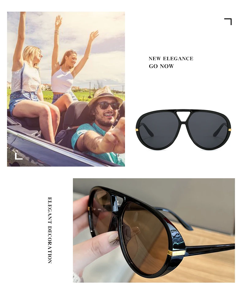 Radfahren Trendy Frauen Platz Twin Bridge Pilot Sonnenbrille Neue Luxus Designer Shades Im Freien Fahren Reise Weibliche Sonnenbrille – Detail 2
