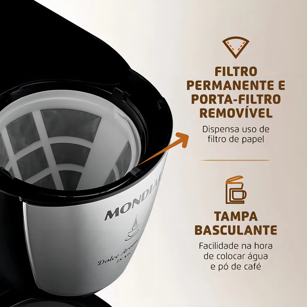 Cafeteira Mondial Dolce Arome 18 Xícaras Filtro Permanente Corta Pingos 127V 4