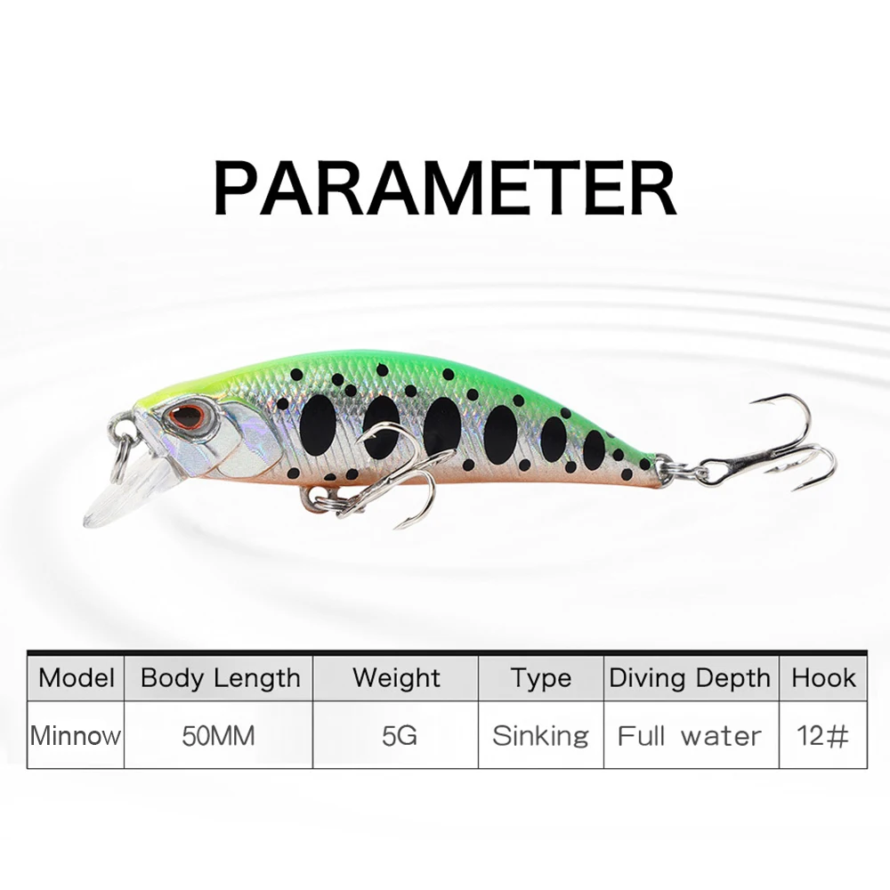 5.5cm 5g Fishing Lure Micro Minnow Wobbler Lure Vibration Sinking Jerkbait  Artificial Hard Bait Trout Bass Bait Bionic Decoy