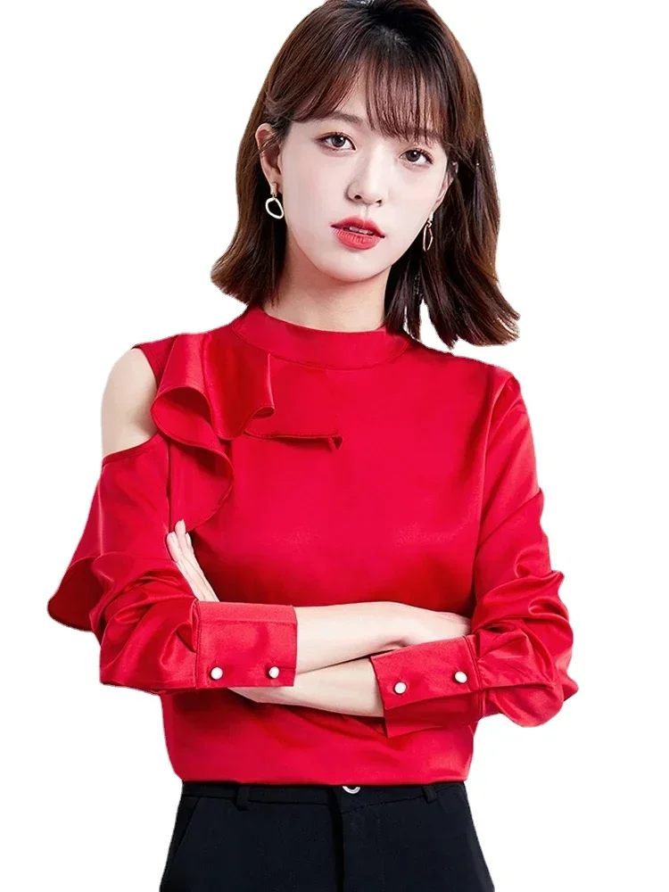 

Летнее женское модное повседневное нижнее белье с оборками и длинными рукавами, облегающий универсальный топ