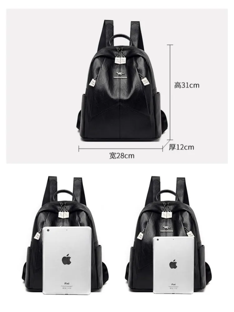 2023 Trendy Women Backpack High Quality Soft Leather Schoolbag Luxury Designer Waterproof Large Capacity Women Travel Backpack