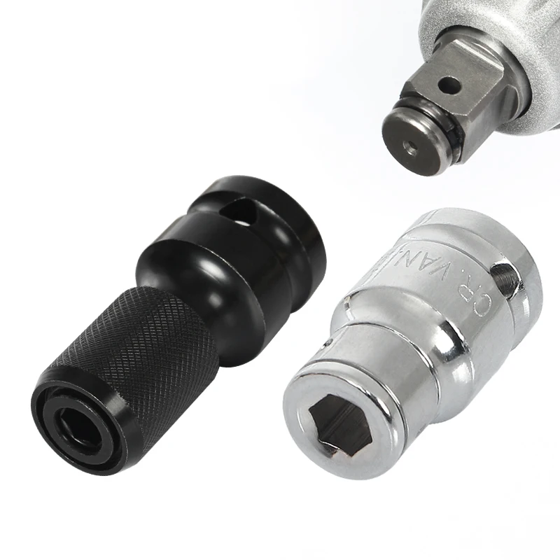 1/4 3/8 1/2 Ratchet Socket Adapter Square Drive Hex Bit Holder Electric Ratchet Wrench Adapter Impact Socket Converter Hand Tool 5