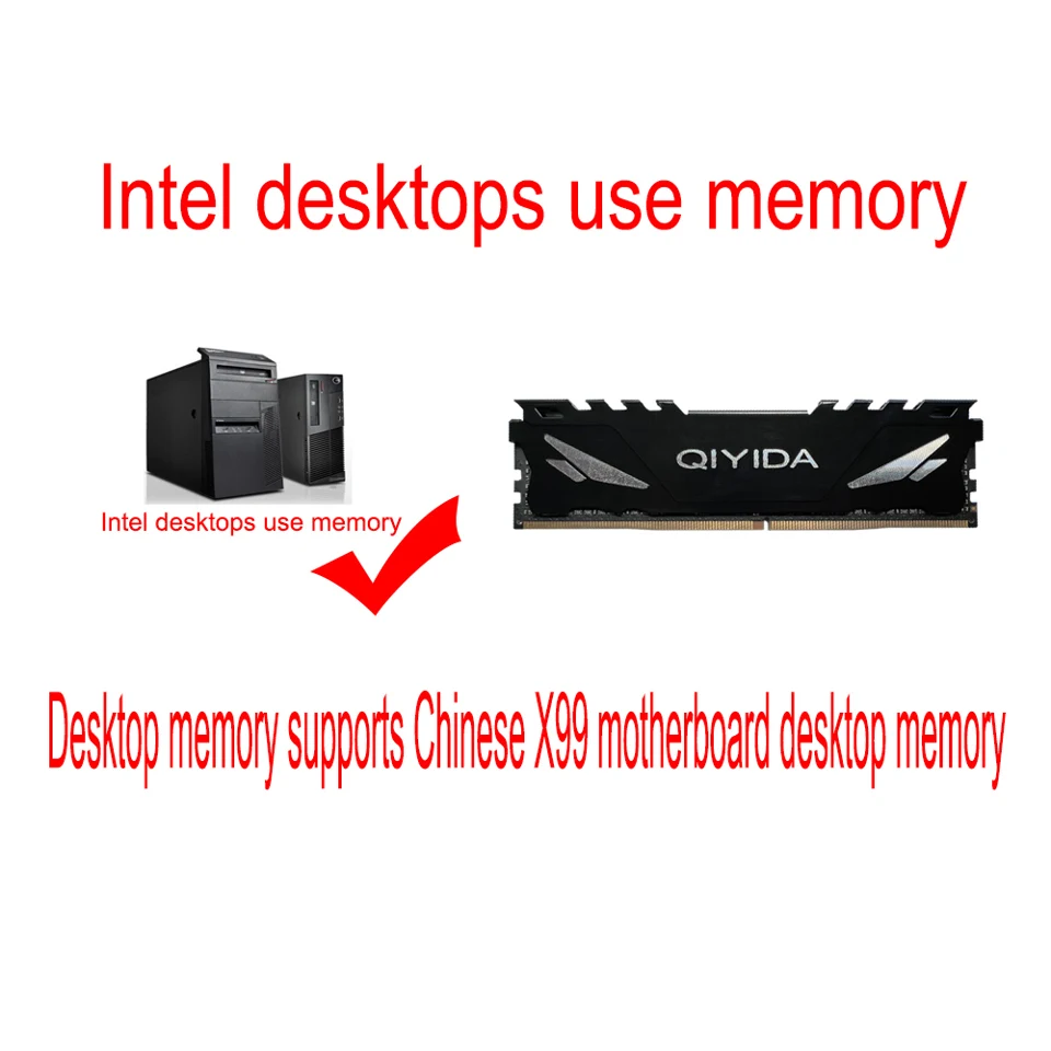 QIYIDA X99 DDr4 ECC 데스크탑용 메인보드 세트 8GB PC4 2133MHz 또는 2400MHz 2666MHZ 3200MHZ X99 마더보드 지원