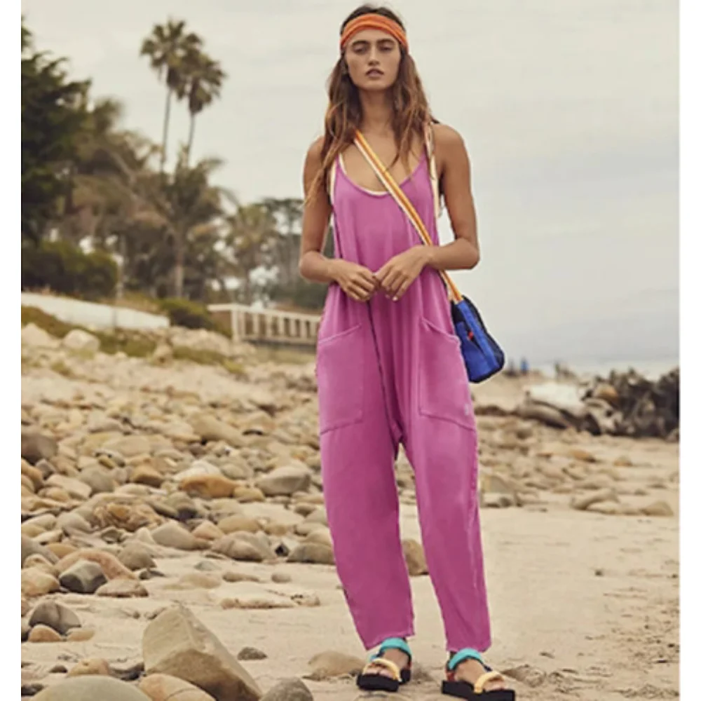 

Loose Jumpsuit Overalls for Women Rompers Female Solid Color Jumpsuits Elegance Pockets Wide Leg Casual Jumpsuits for OOTD