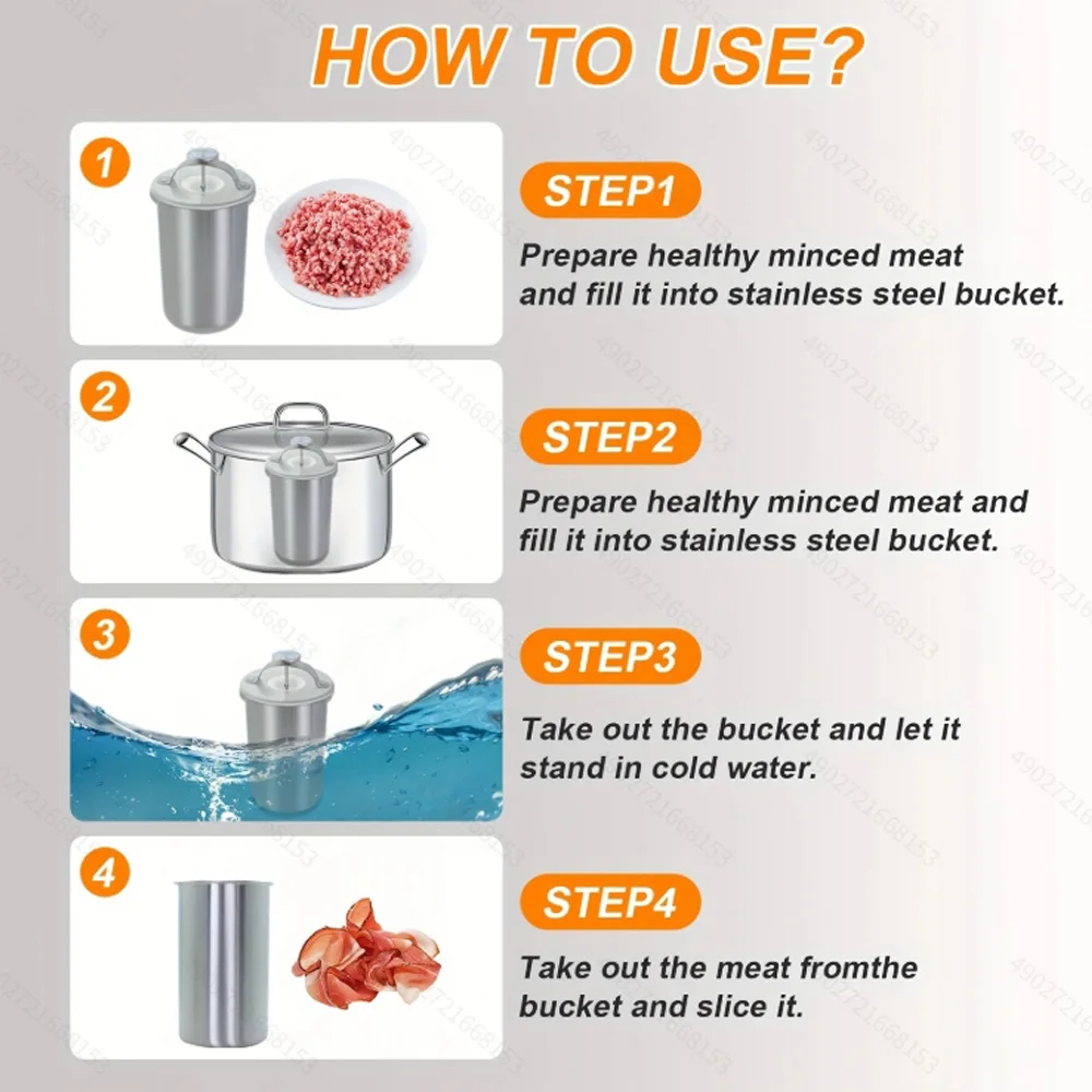 Steamed Meat Pot Stainless Steel Ham Press Maker Machine with Thermometer