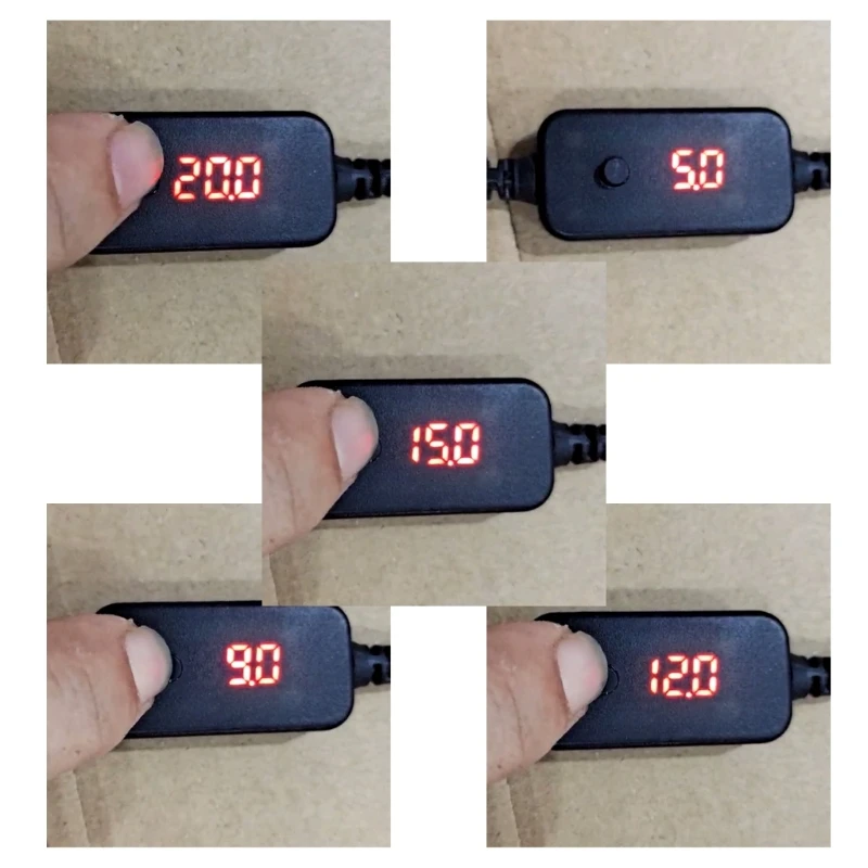 

USB до 5,5x2,1 мм, 5 В, 9 В, 12 В, 12 В, 20 В, 3 А, кабель с регулируемым напряжением со светодиодным вольтметром для камер,