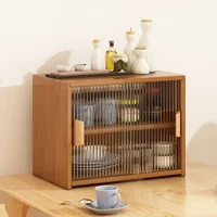 Japanese-Type Multi-functional Dining Cabinet Kitchen Storage Cabinet Solid Wood Glass Door Dustproof Cup Storage Organization 2