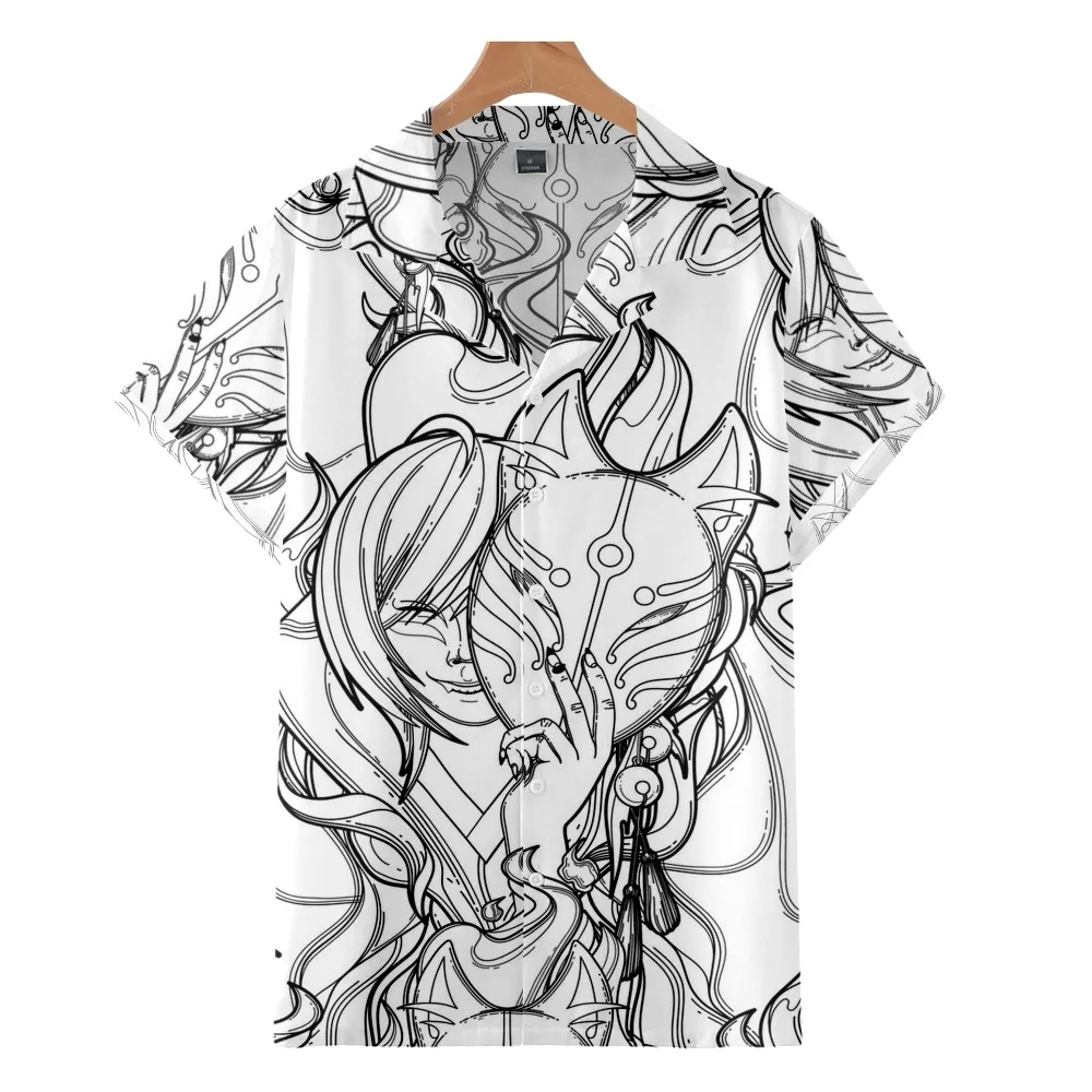 

2022 new men's casual breathable short sleeve top fashion Lapel men's shirt Hawaii with beach comic