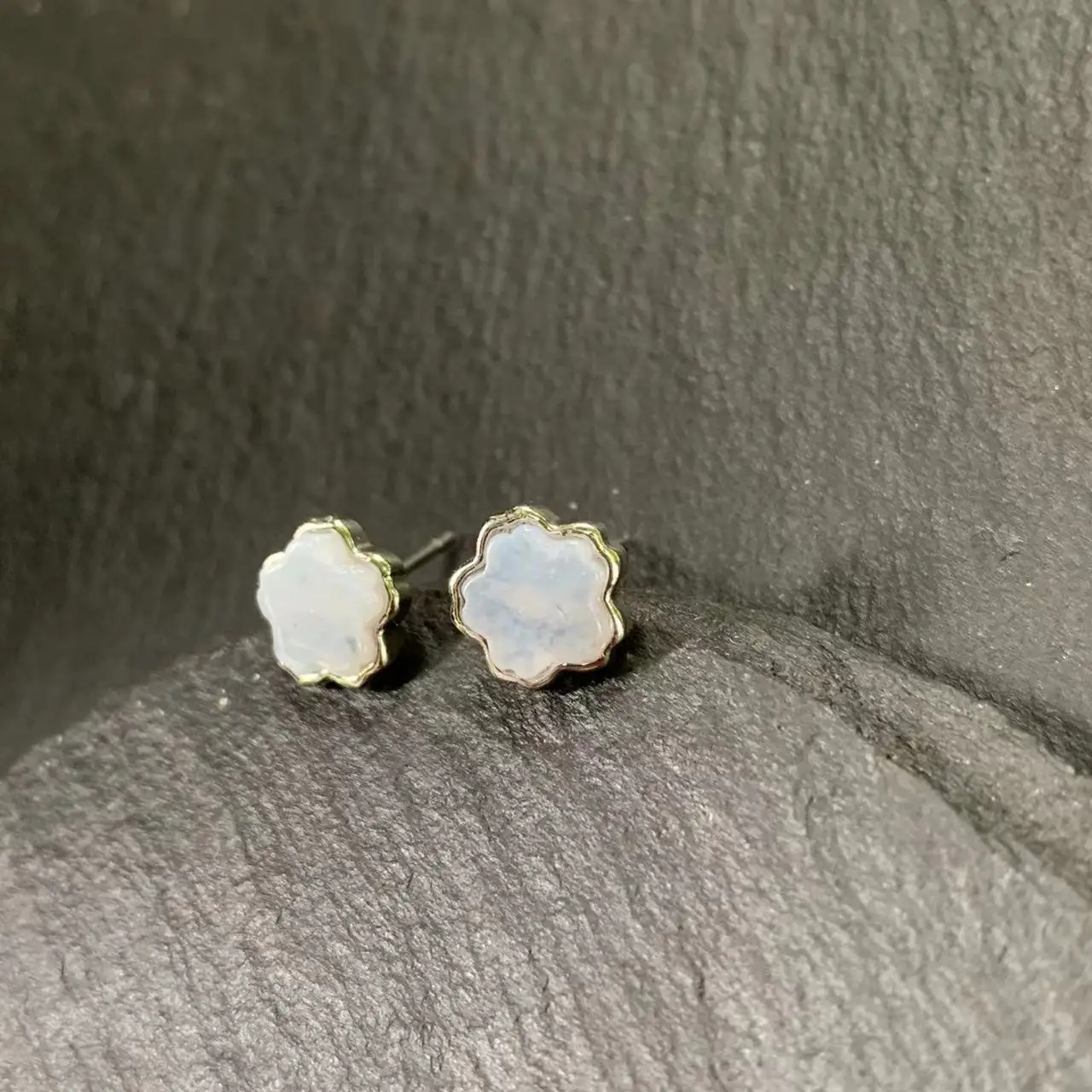 Natural Blue patterned agate 925 Sterling Silver Stud Earrings for women Jewelry Gift Prevent allergy gem jewelry Genuine stone