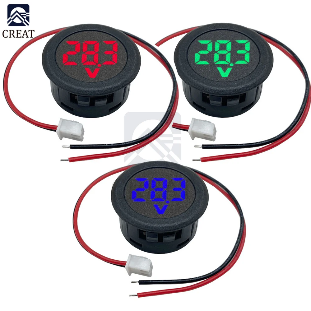 Voltmetro Led Display Digitale Voltmetro Rotondo A Due Fili Dc Digital Car Voltmetro Di Corrente Volt Detector Tester Monitor Pannello