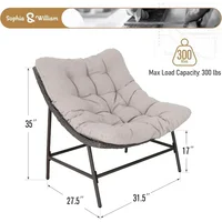 Outdoor Papaya Chair, Rattan Scooter with 3.9-inch Seat Cushion, Soft Cushion Lounge Chair with A Capacity of 2350Ibs 2