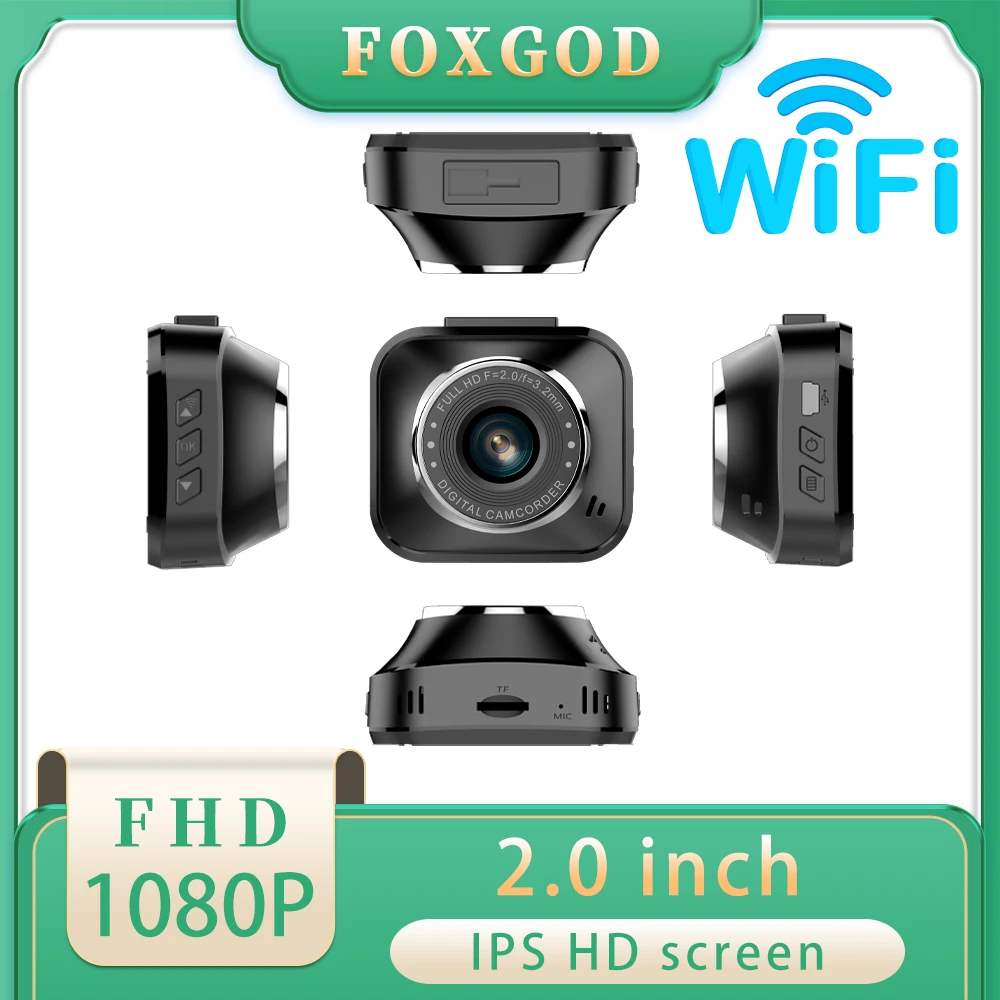 

FOXGOD Mini Car DVR Dash Cam WiFi 2.0" FHD1080P Dashboard Camera Loop Recording Black Box Drive Video Recorder Traffic Recoder