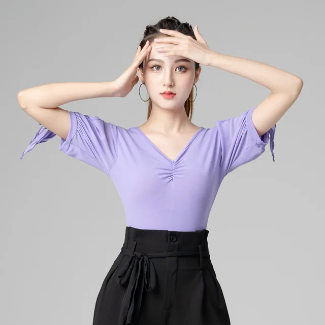 Latin Dance Top Women's New Shirt Lace Mesh Fashion Ballroom Dance Clothing National Standard