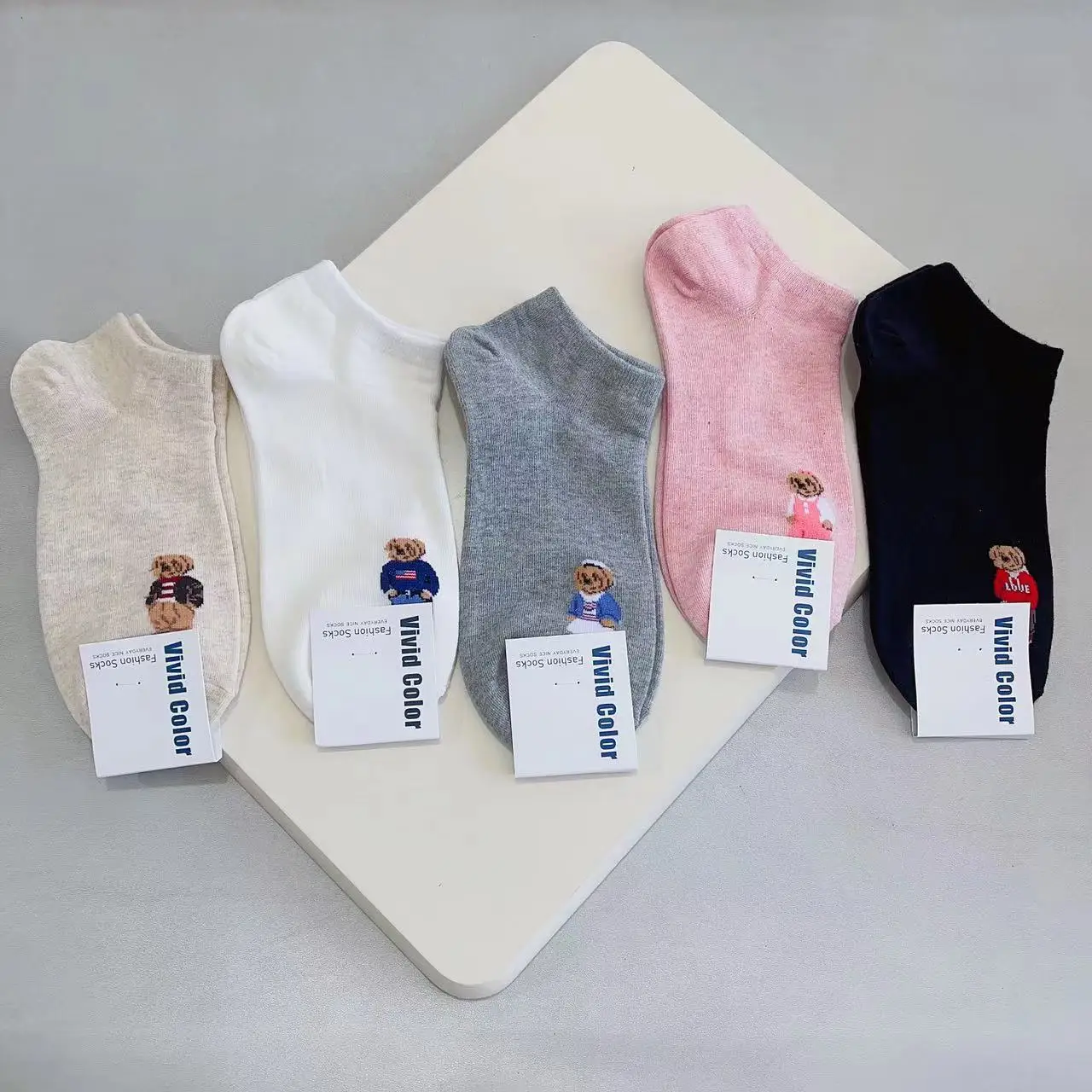 Elegant Cartoon Lady Bear Women's Harajuku Style Cute Cotton Socks - Novelty Breathable Sox