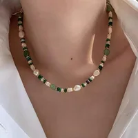 Nouveauté à la mode perle d'eau douce naturelle et pierre de Jade 14K or rempli femme ensemble de bijoux pour femmes collier Bracelet cadeaux 2