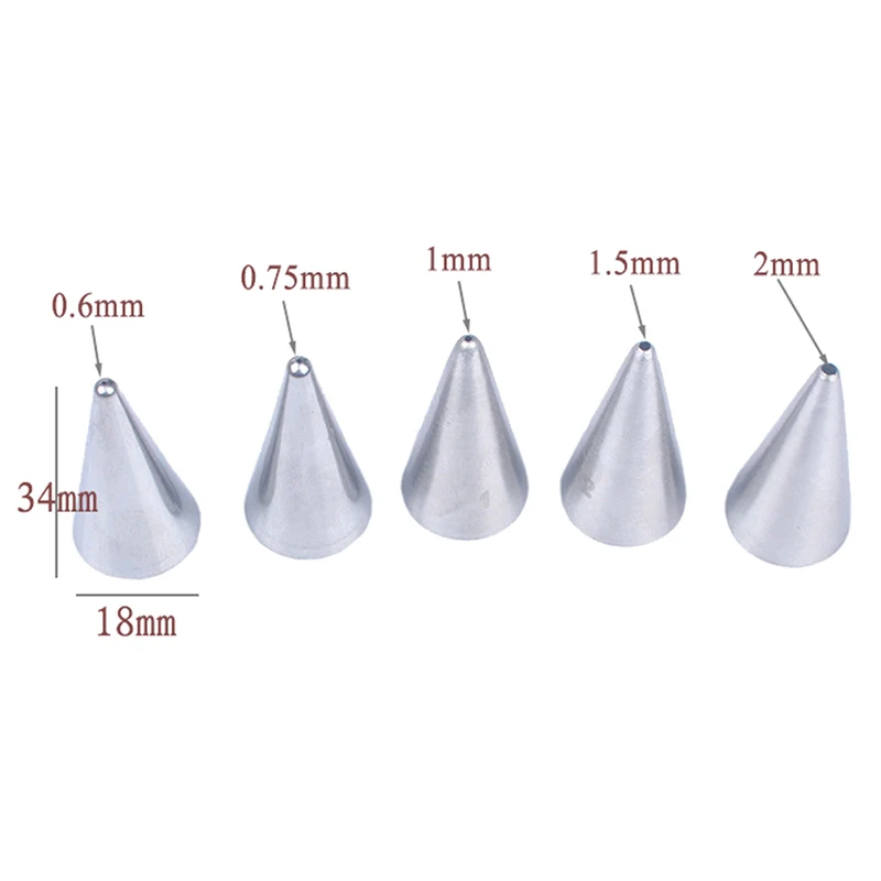5Pcs/Set Round Fine Hole Icing Piping Nozzles Cake Decorating Nozzle Cream Tips Pastry Tools cake decorating tip set,cake icing nozzles,baking nozzle set,cake decorating nozzle set